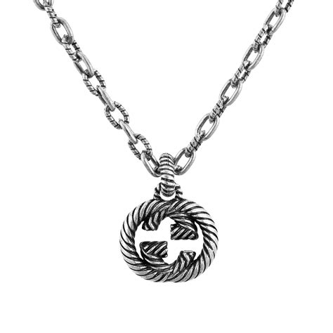 gucci silver necklace with interlocking g|interlocking g necklace in silver.